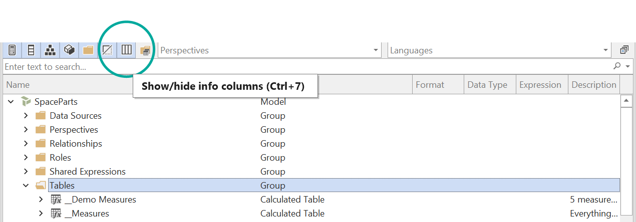 Tom Explorer Show Hide Columns
